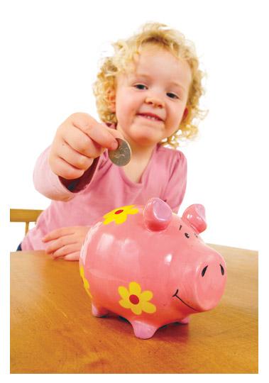 Girl with a piggy bank